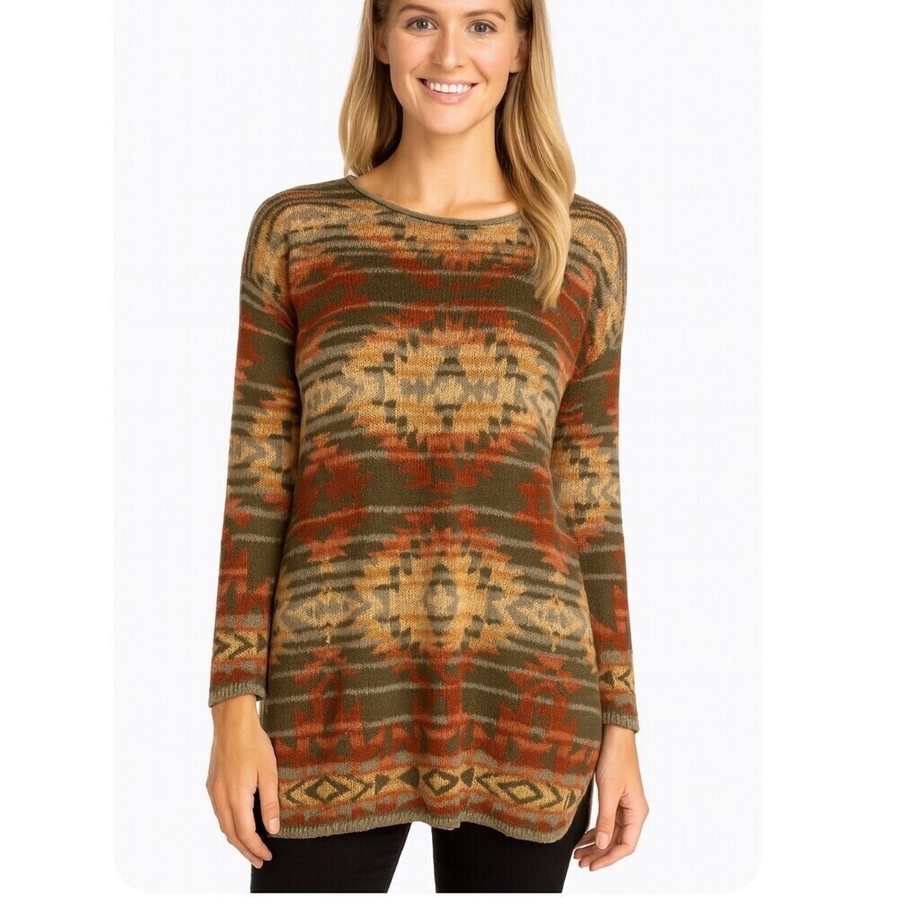 Denim & Supply Ralph Lauren Shirt Brown Small Southwest Tribal Aztec loose knit